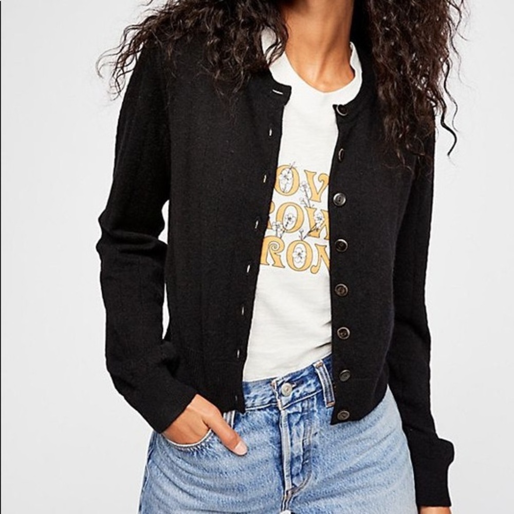 Black Cashmere Free People Cardigan Large